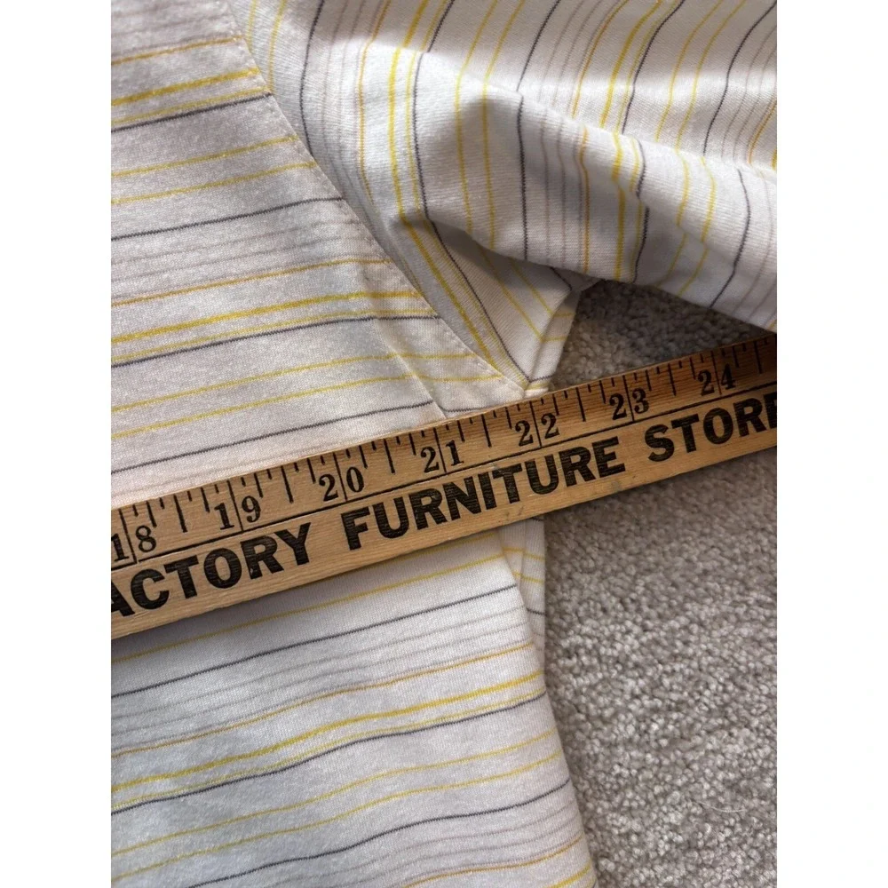 Nike Tiger Woods Golf Polo Shirt Men Large White Yellow Whistling Straits Stripe